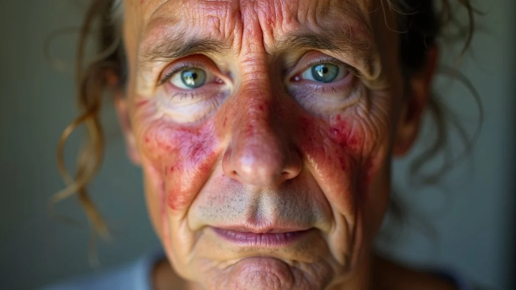 Signs of alcohol use visible on a person’s face