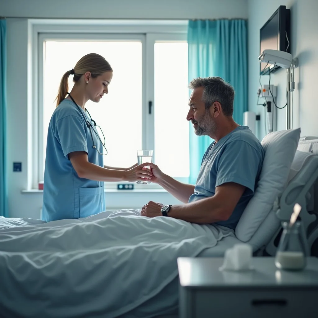 Man lying on a hospital bed while a doctor discusses cocaine withdrawal treatment