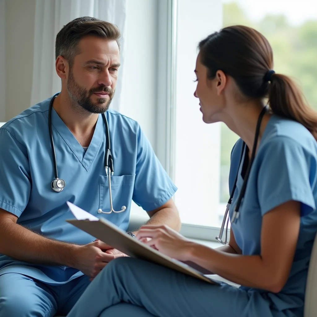 Healthcare professionals discussing evidence-based treatments for oxycodone dependency