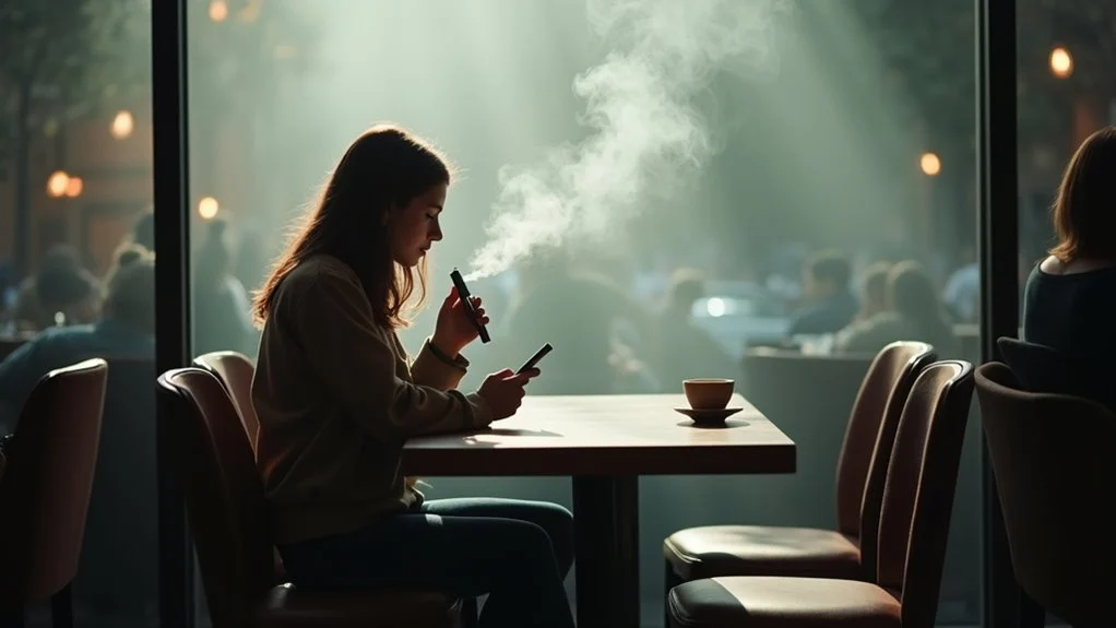 Person feeling isolated or stressed, illustrating how vaping addiction can impact relationships and social life
