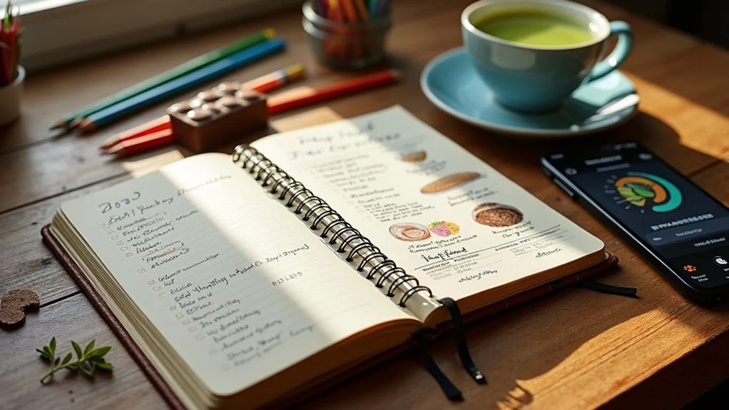 Book with notes and reminders for tracking and managing cravings