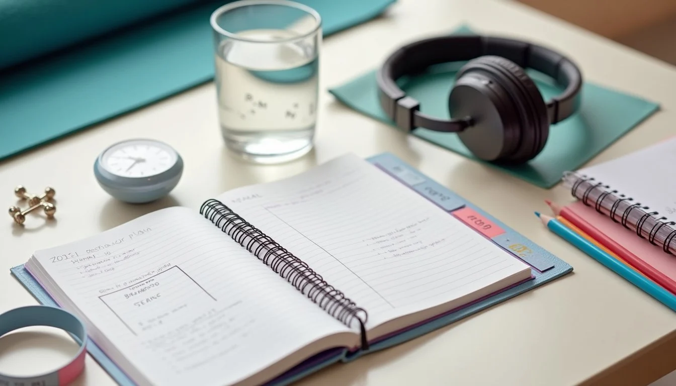 Notebook and pen with notes on addiction craving management