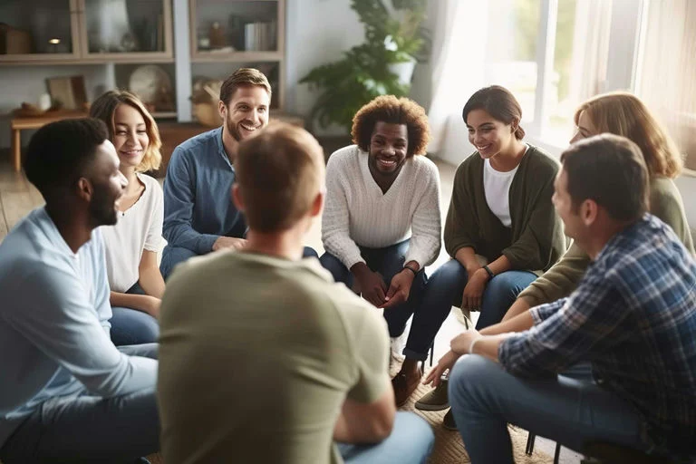 Group therapy session discussing how long MDMA stays in the system