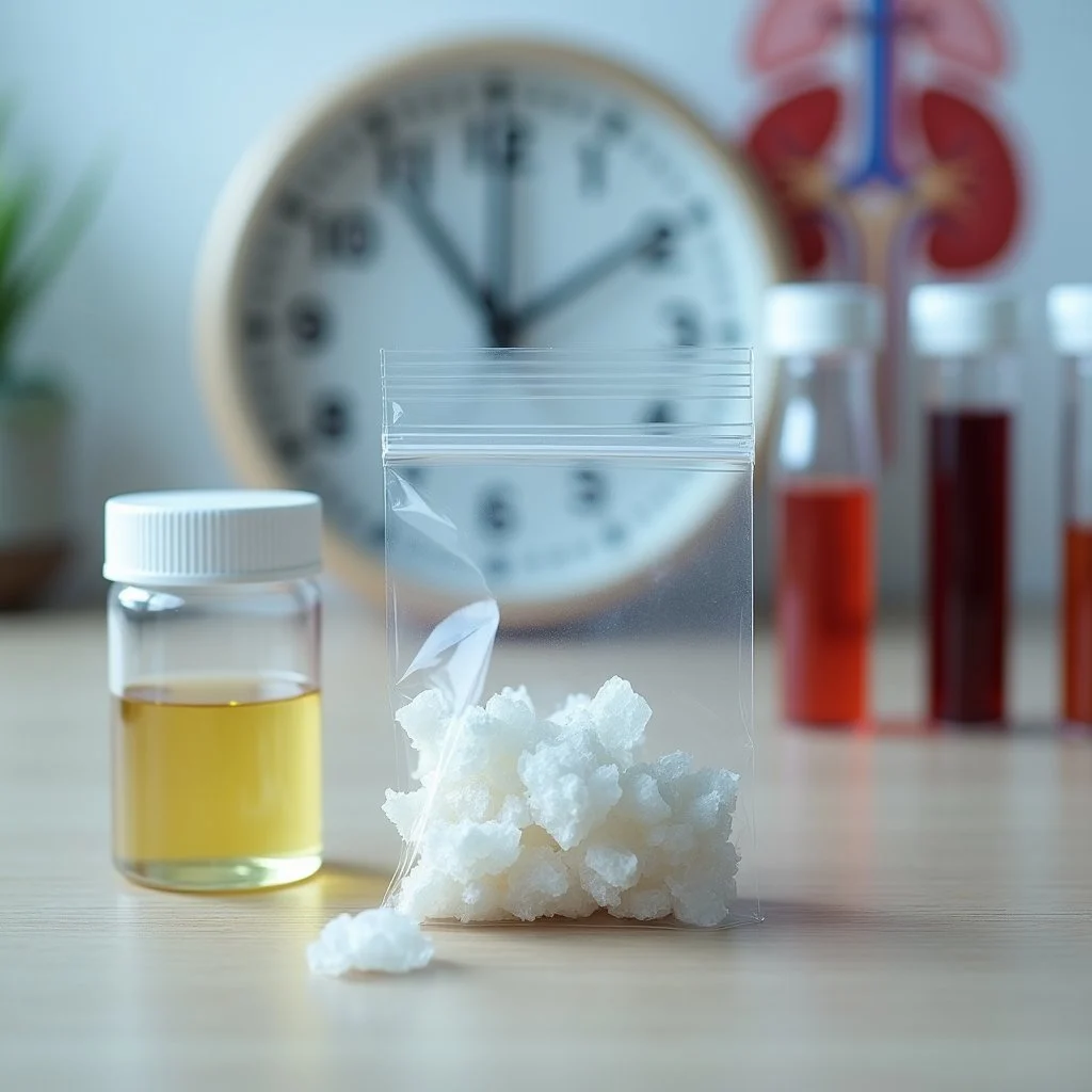 Educational visual of methamphetamine urine testing timeline