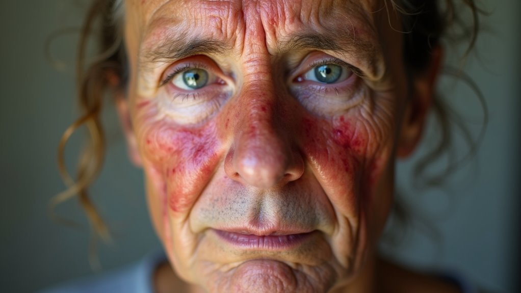 Signs of alcohol use visible on a person’s face