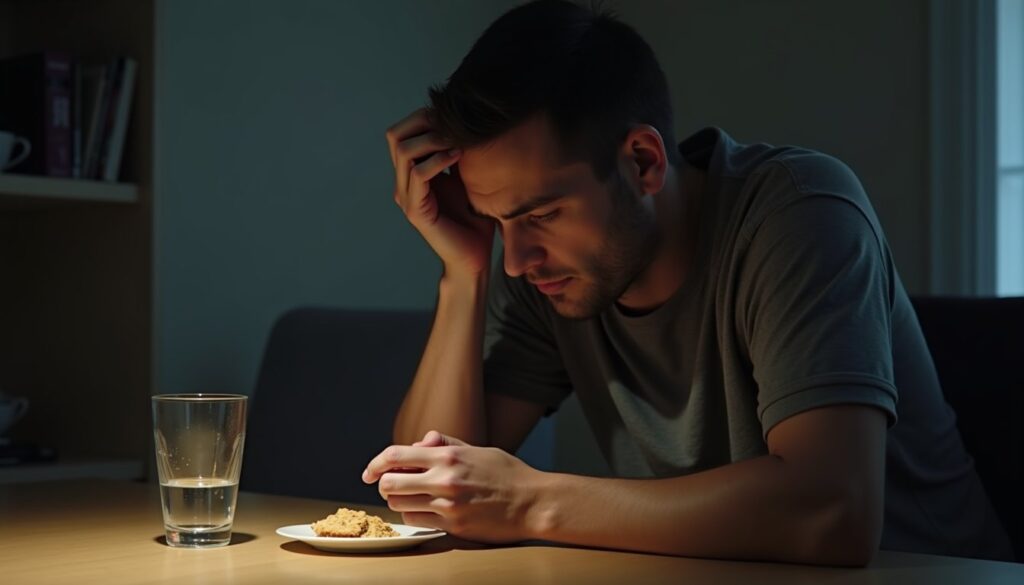 Person exhibiting signs of alcohol dependence