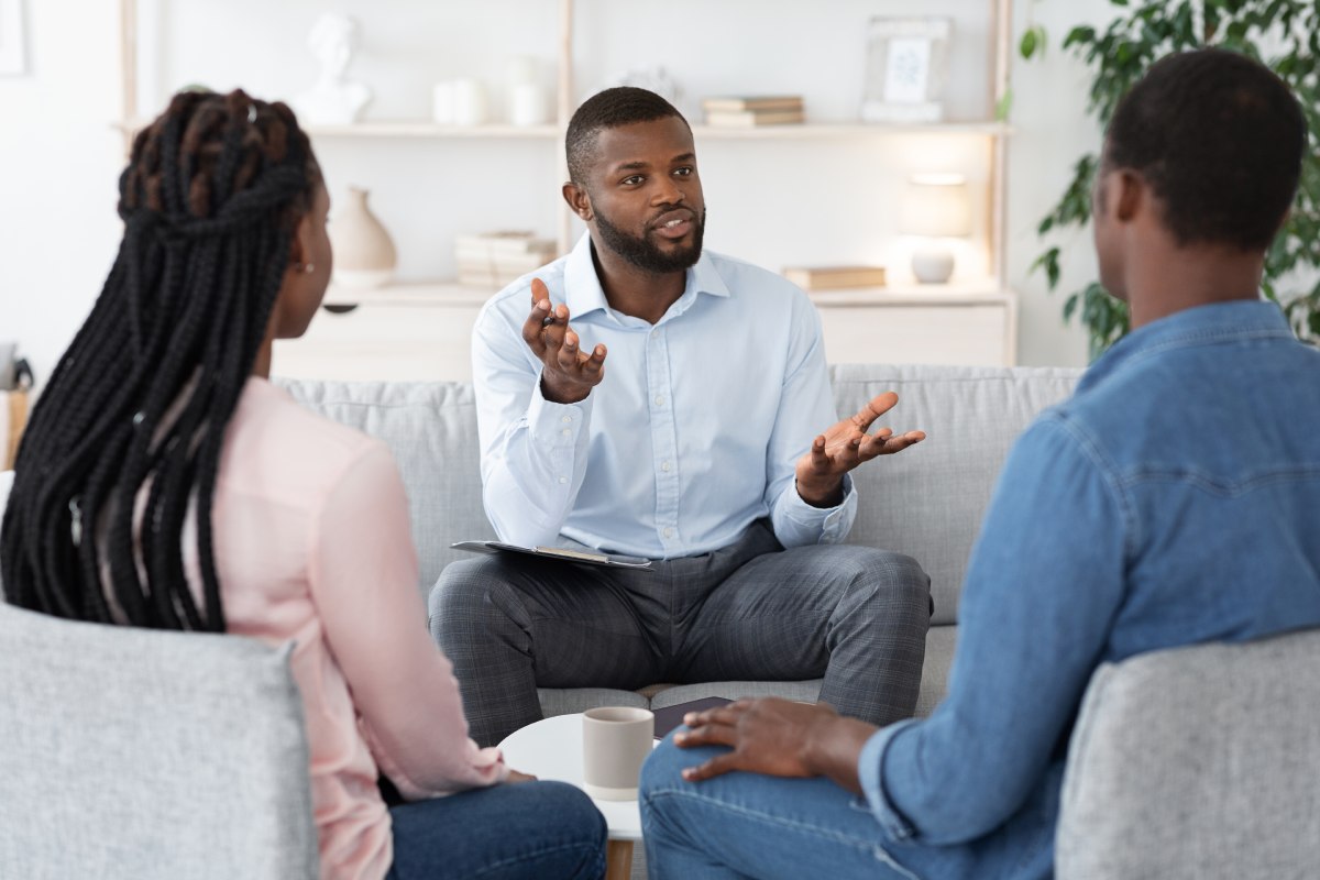 Therapist encouraging a patient toward a safer, more accessible path to recovery