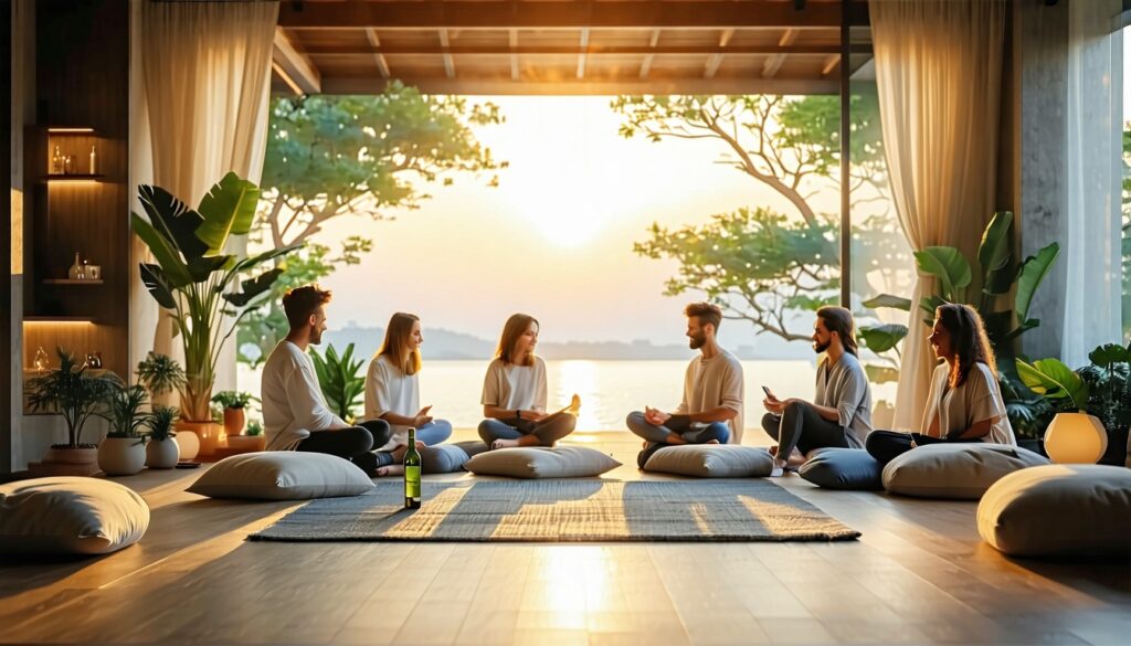 Group therapy session at an outpatient alcohol detox center covered by Ambetter