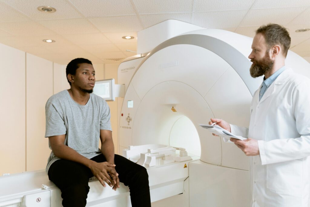 Man preparing to enter an MRI scanner during cocaine detox treatment in North Carolina