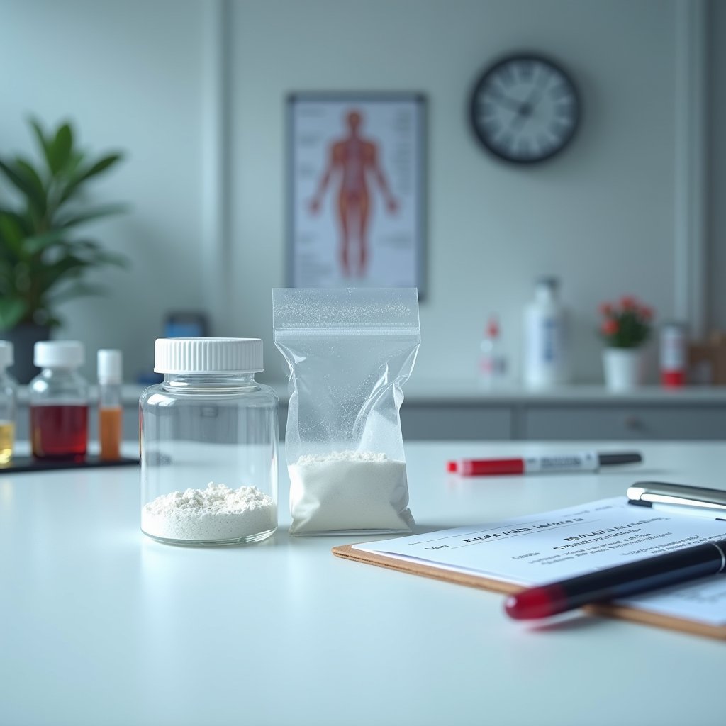 Close-up of drug test kits used to detect cocaine in the body