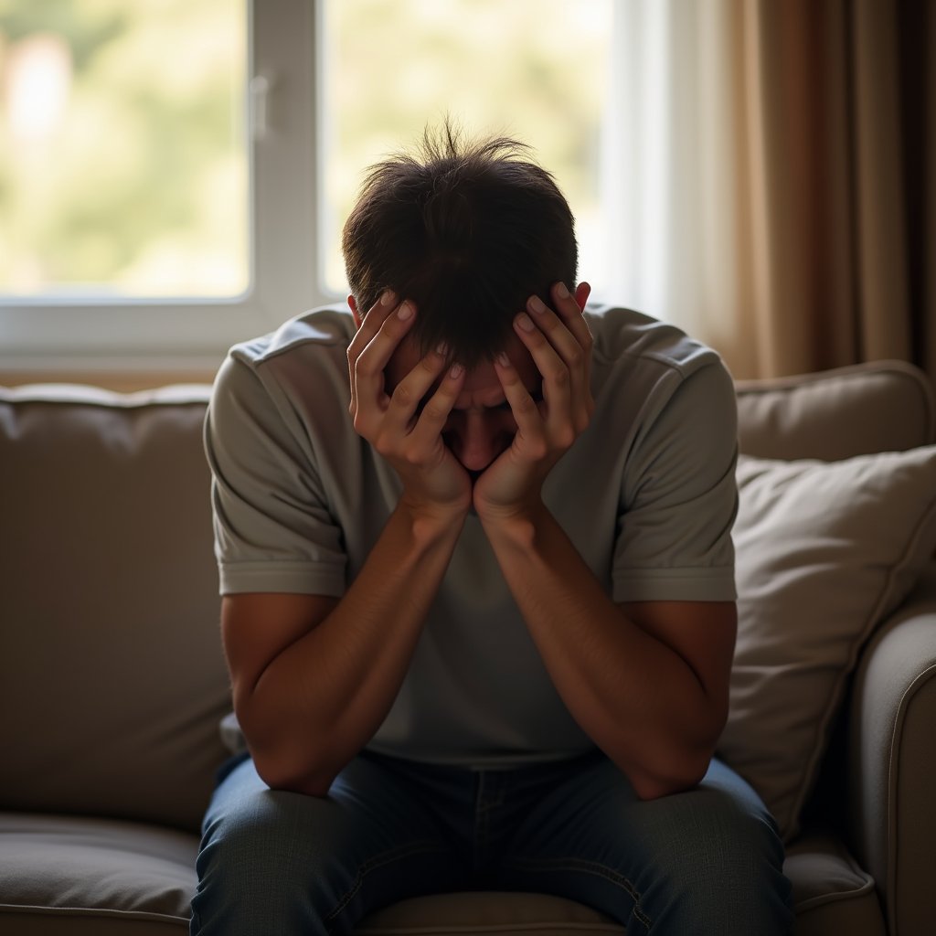 Man struggling during the complete timeline of cocaine addiction recovery
