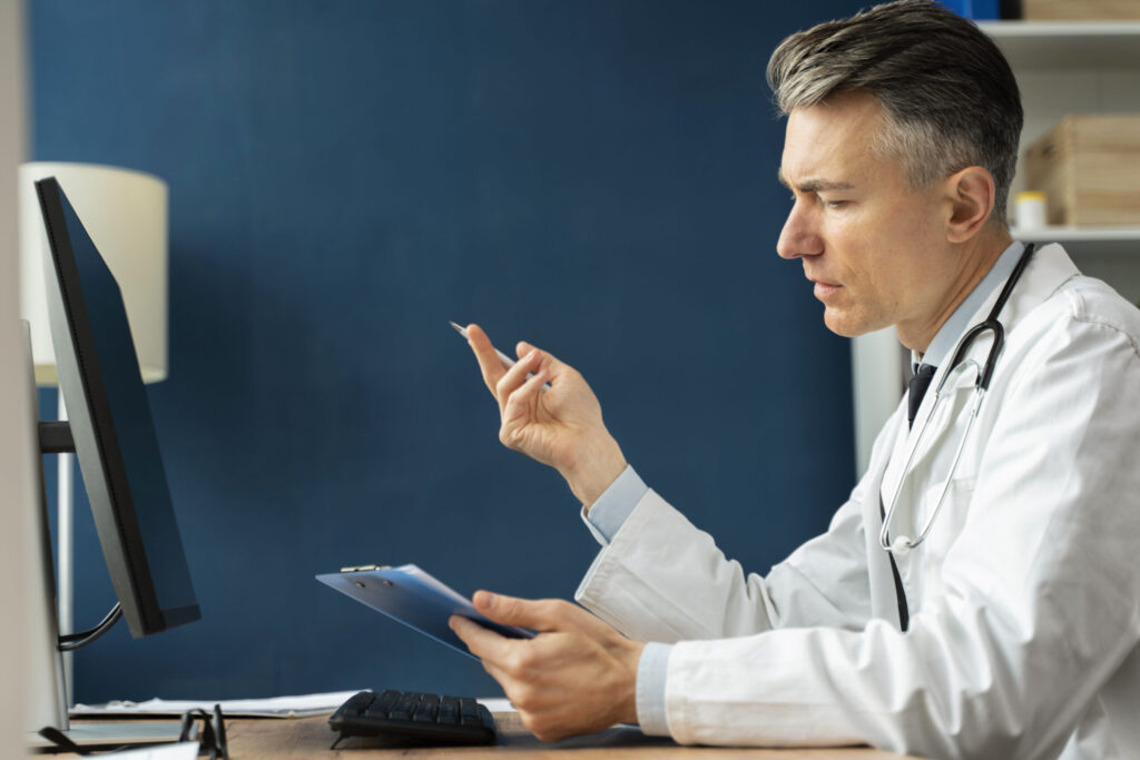 Doctor explaining structured outpatient codeine detox protocols and recovery steps to a patient via telehealth