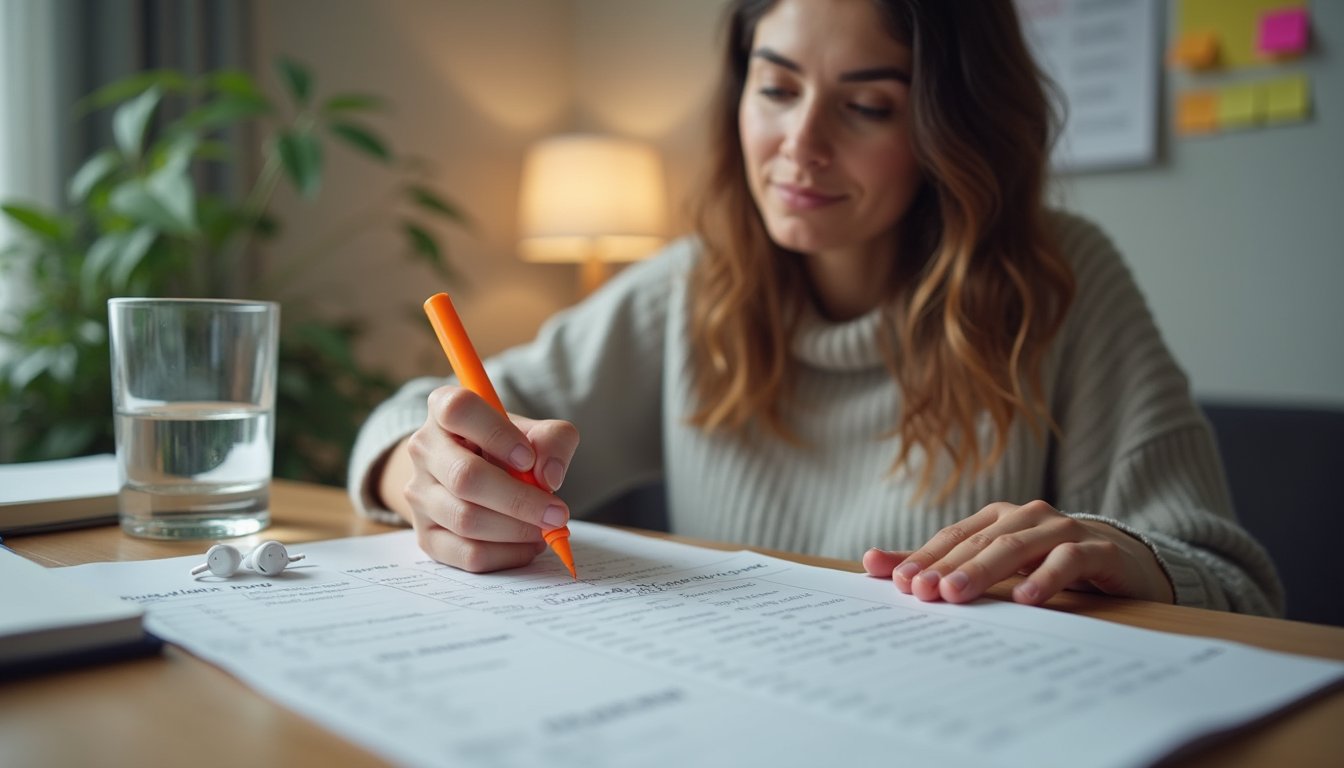 Illustration of a woman developing a relapse prevention strategy to manage cravings