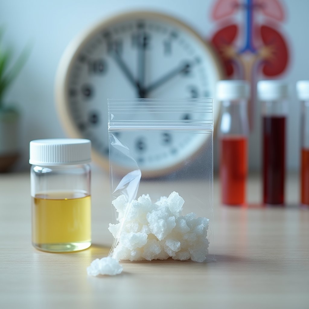 Educational visual of methamphetamine urine testing timeline
