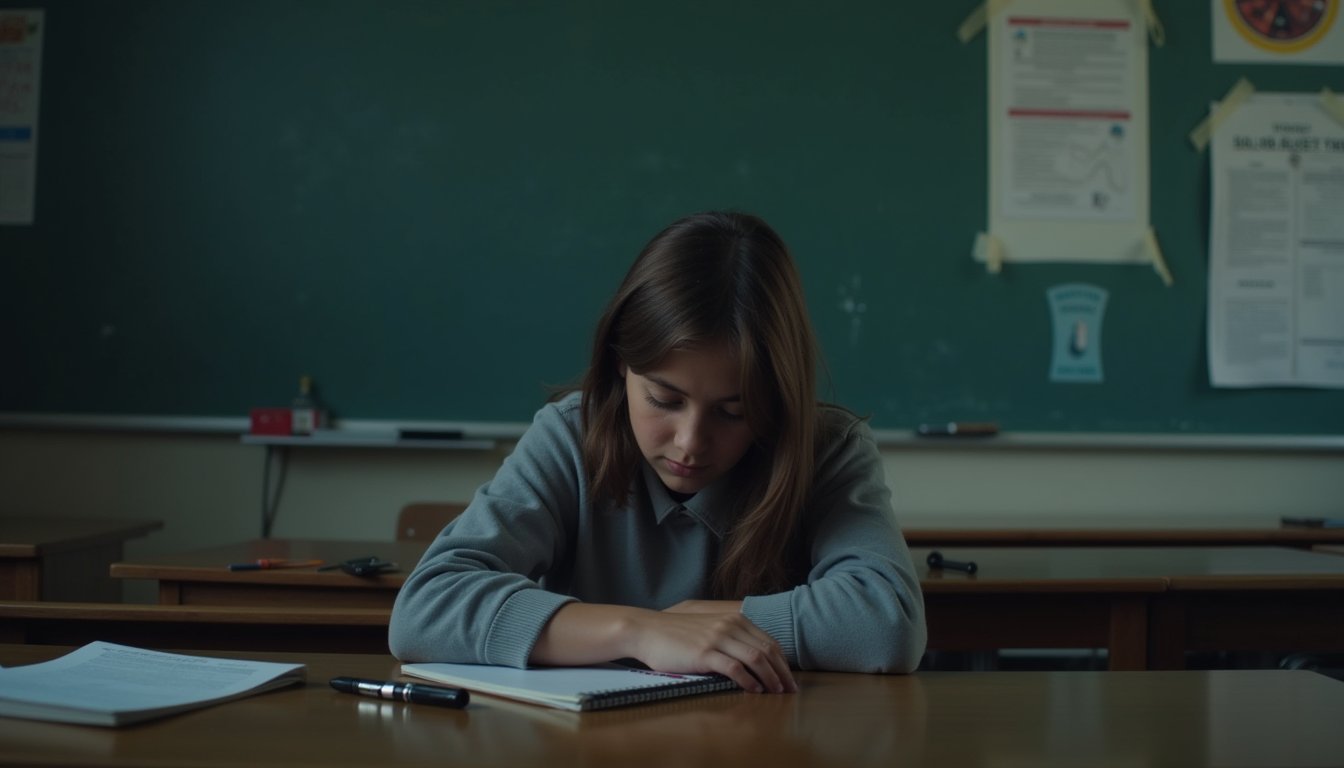  Teen girl sitting at her desk, illustrating the academic and career impact of regular e-cigarette use